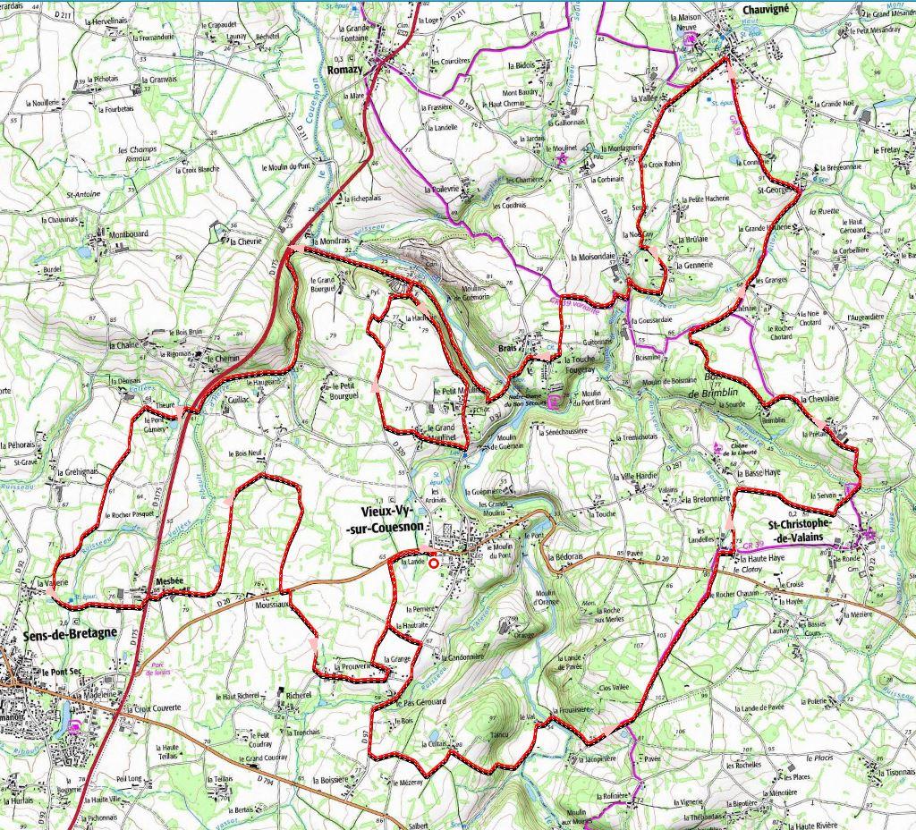 Autour de vieux vy sur couesnon 35km