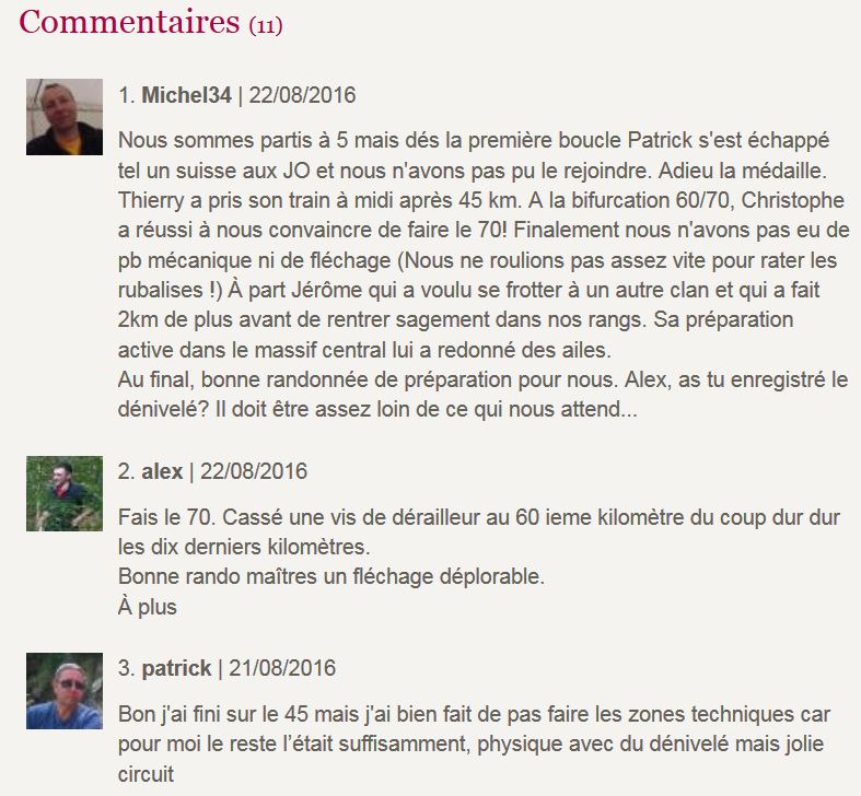 Commentaires rando becherel