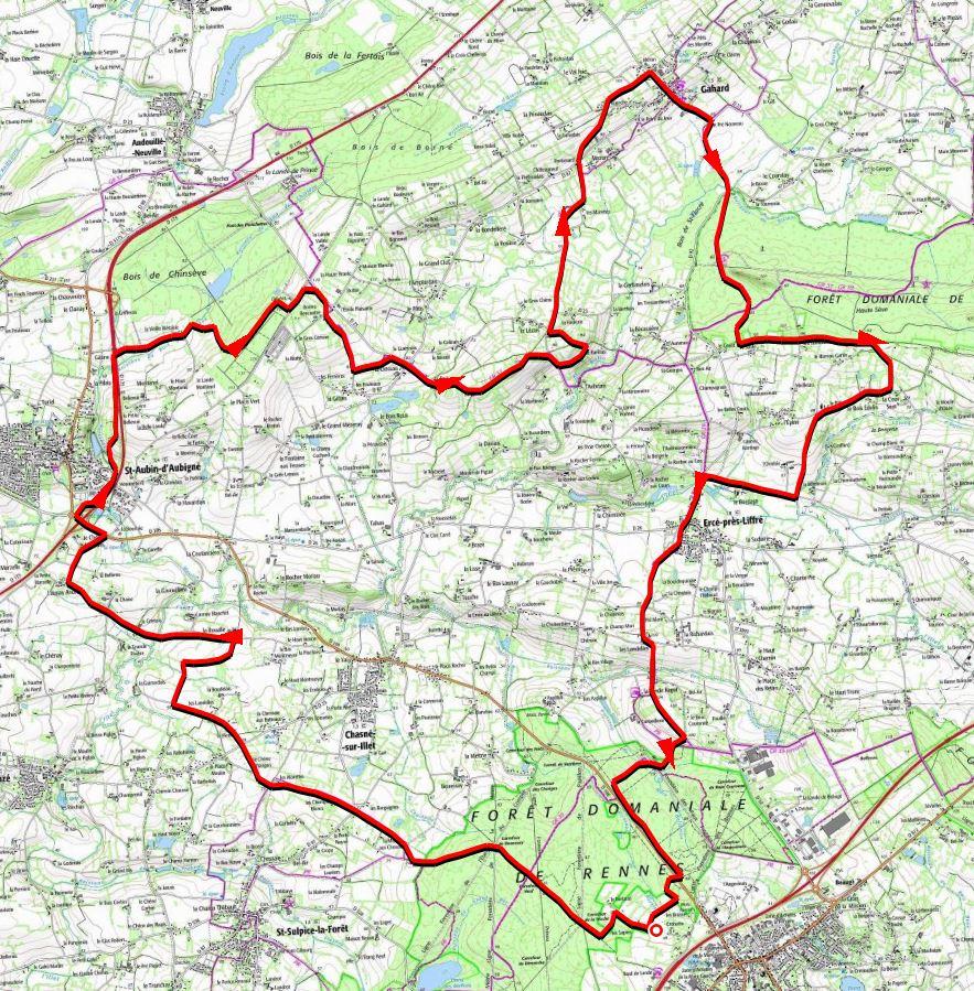 Liffre chasne st aubin d aubigne gahard erce 40km